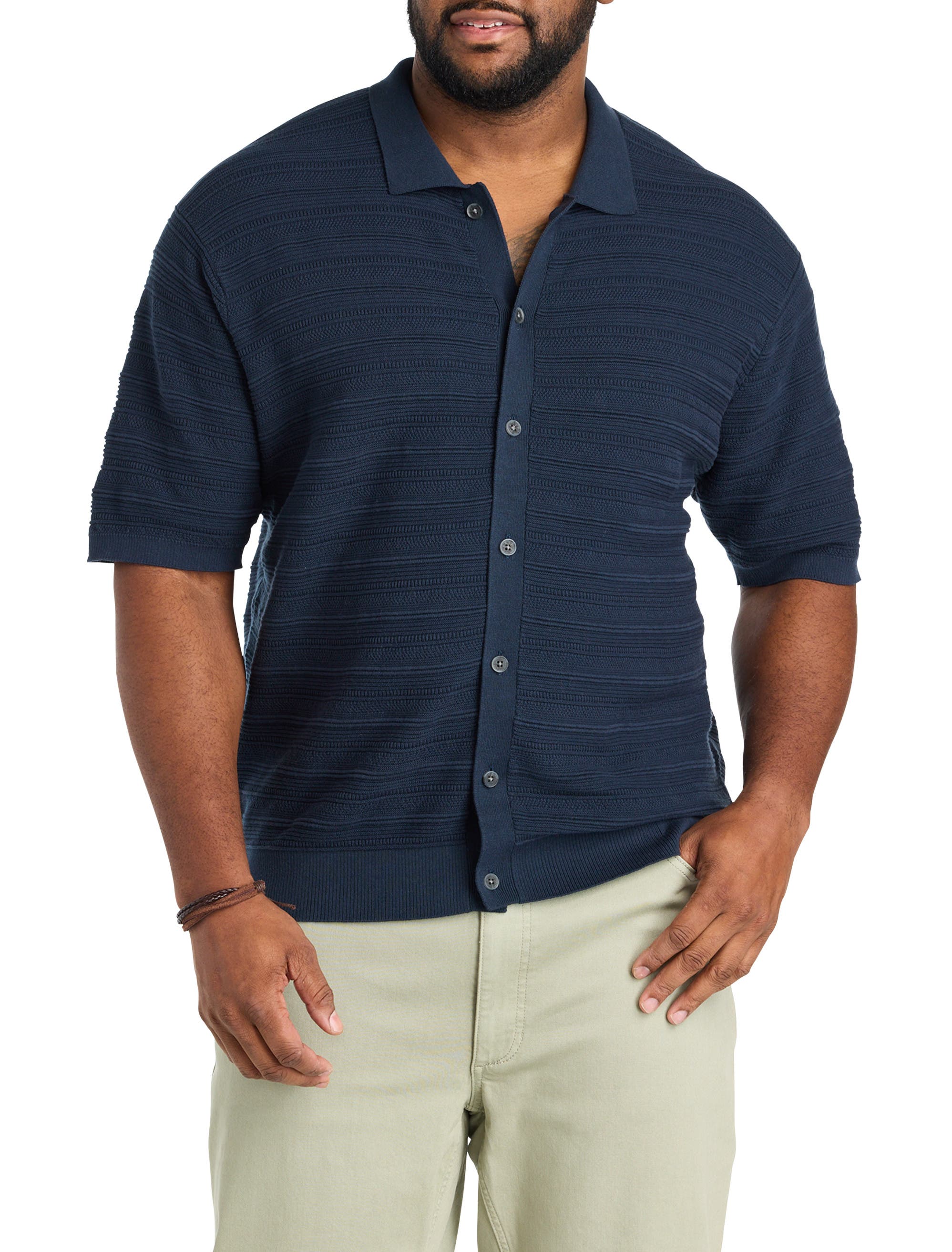 Big & Tall Short-Sleeve Polo Cardigan Sweater - image 3