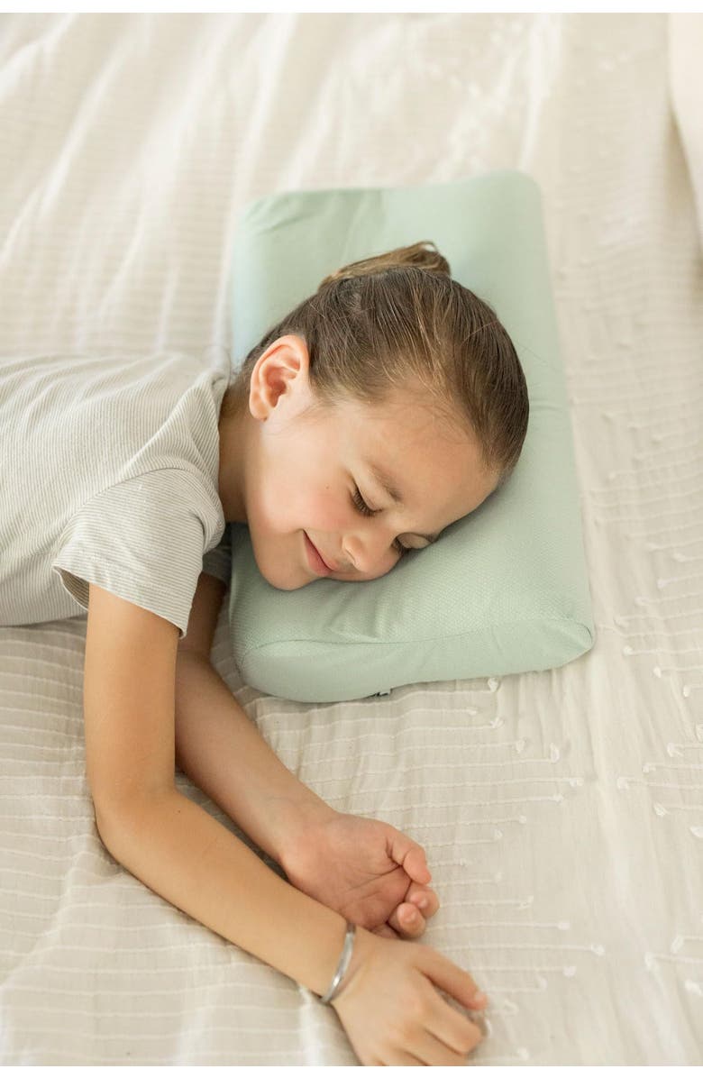 Tiny Twinkle Ergonomic Memory Foam Pillow with Fitted Pillowcase, Alternate, color, Sage