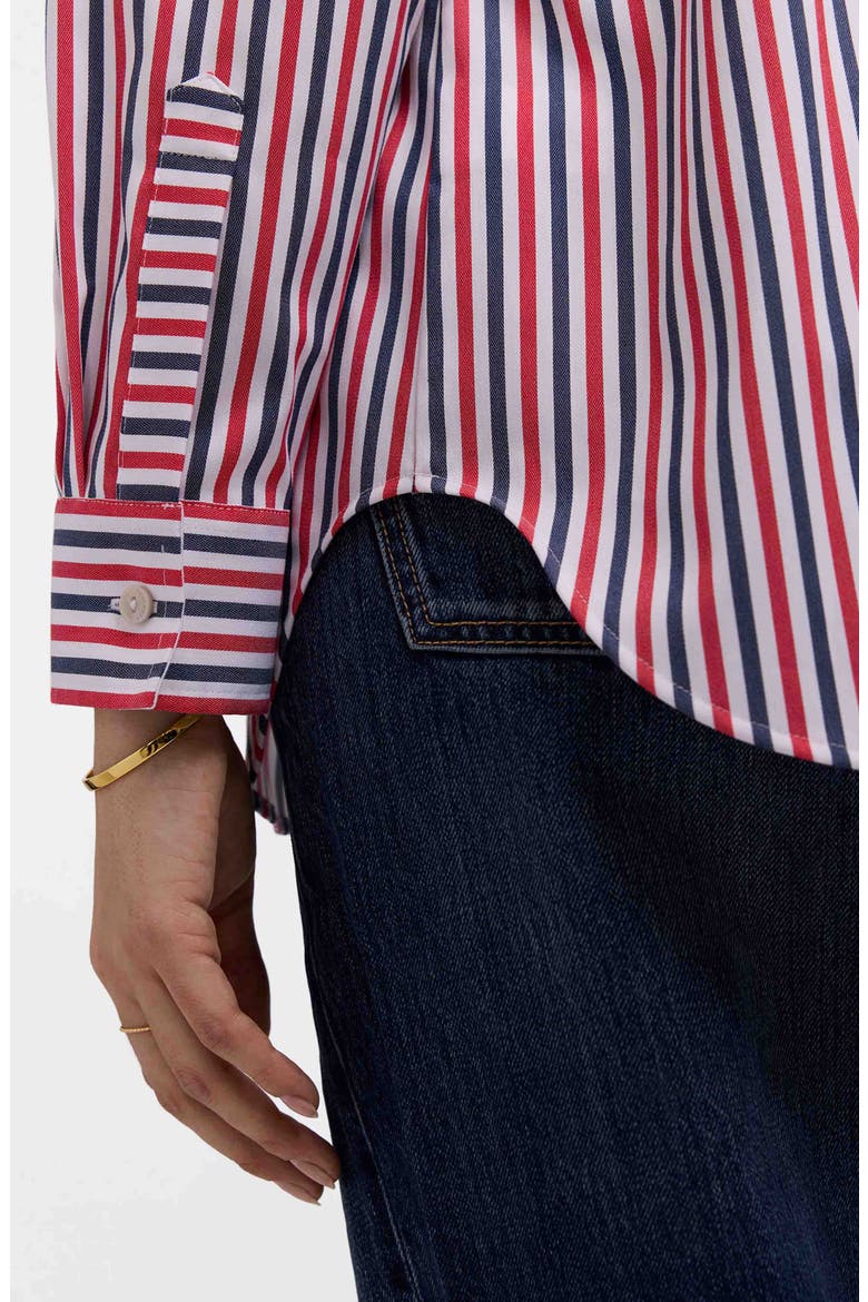Stripe Boyfriend Button-Up Shirt, Alternate, color, RED/ NAVY BLUE