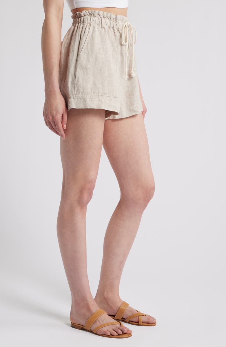 Rails Foster Paperbag Linen Shorts, Alternate, color, Heathered Flax