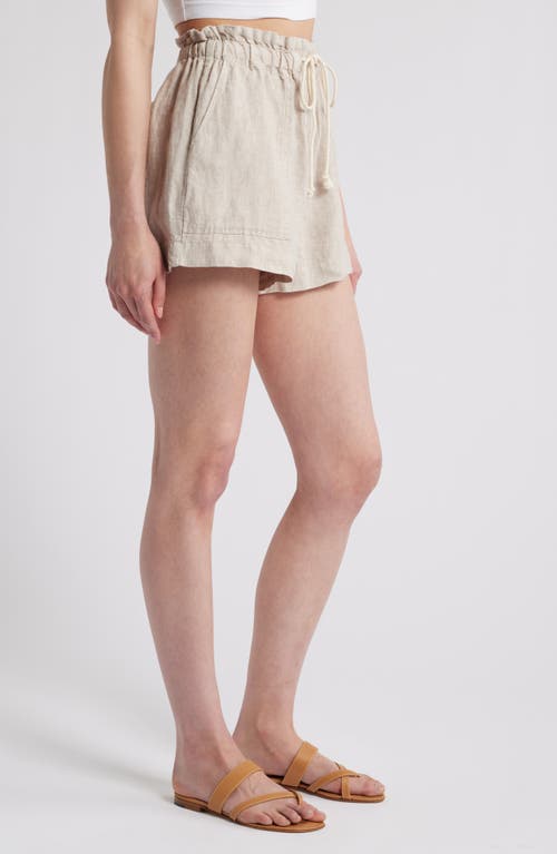 Rails Foster Paperbag Linen Shorts In Heathered Flax