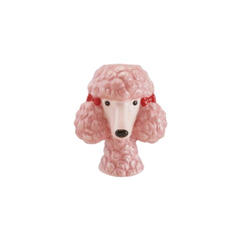 Dolomite Clay Poodle Vase with Whimsical Glazed Bows