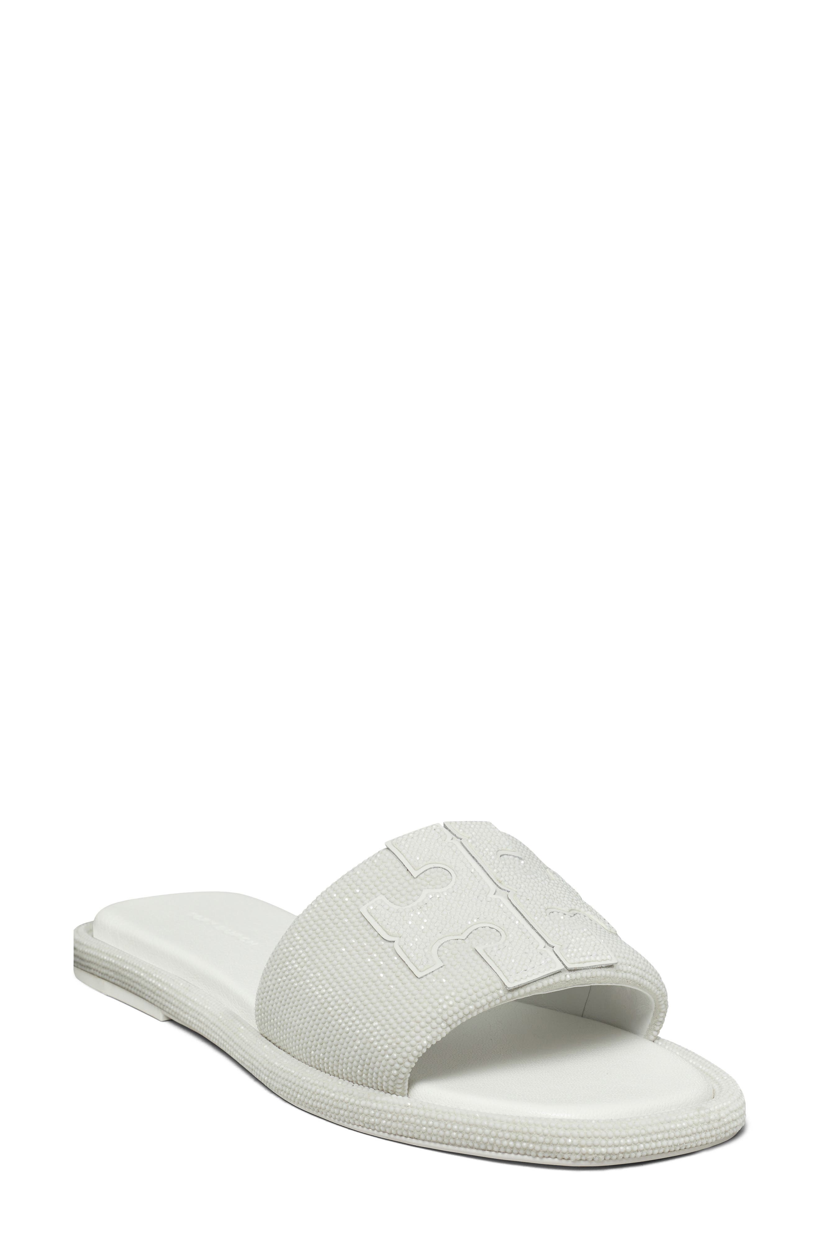 Double T Pavé Slide Sandal, Alternate, color, OPTIC WHITE / WHITE