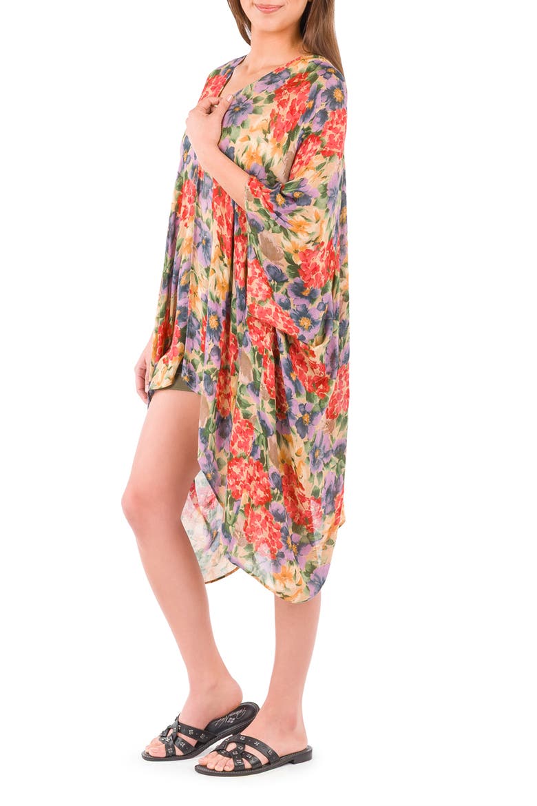 Floral Short Ruana, Alternate, color, FRENCH HYDRANGEA