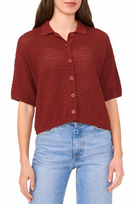 Halogen® Cotton Short Sleeve Cardigan