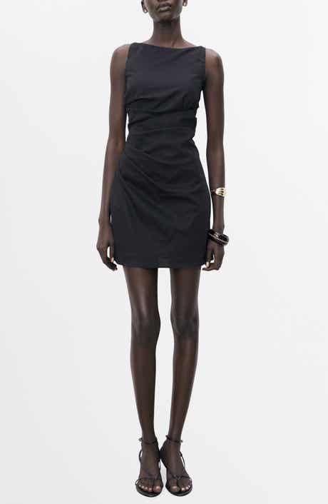 MANGO Draped Linen & Cotton Minidress