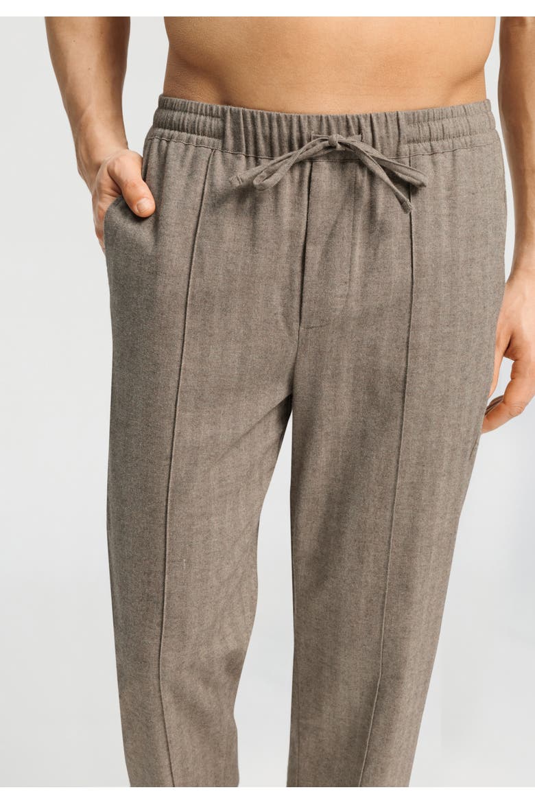 Woolen Luxury Cotton Blend Flannel Drawstring Pants, Alternate, color, Earthy Woven