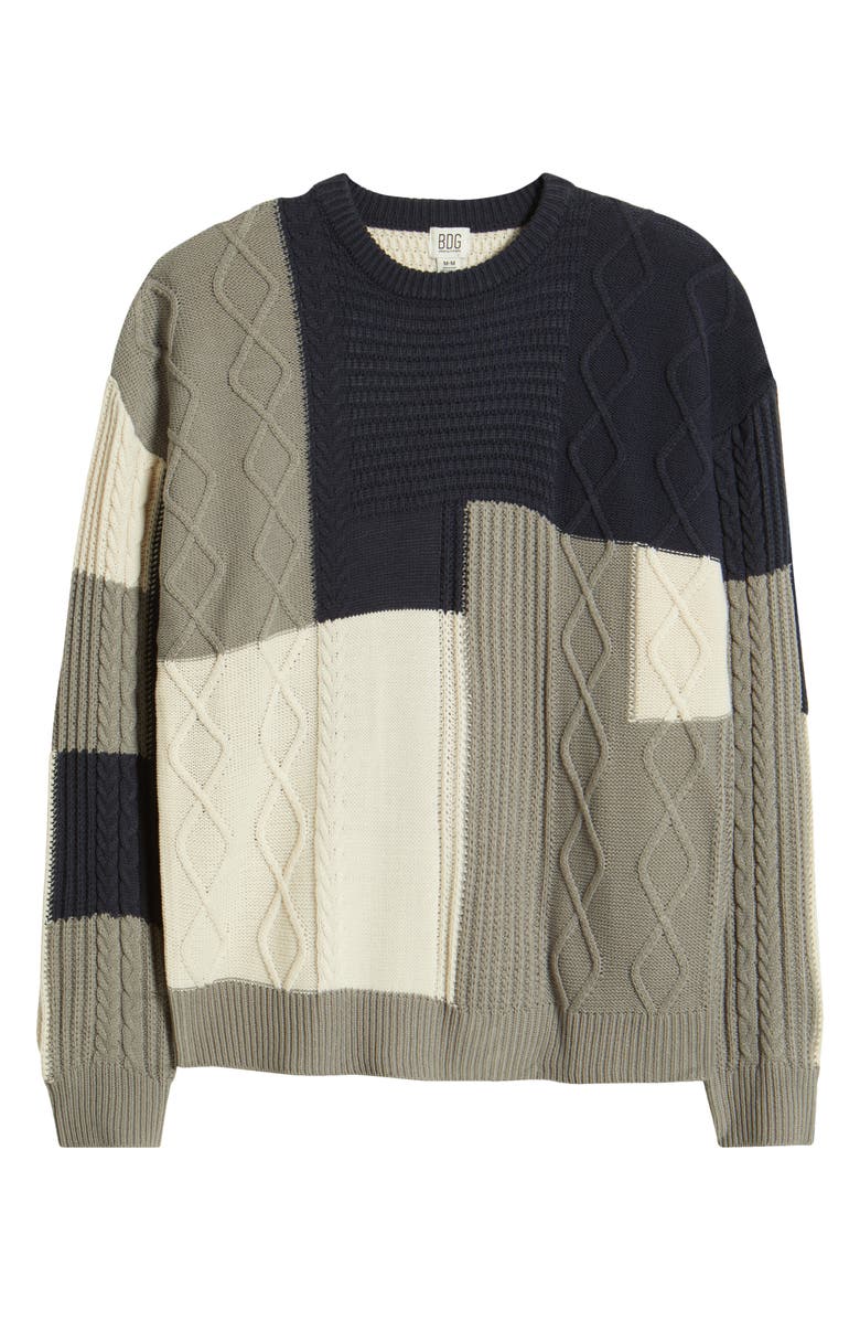 BDG Urban Outfitters Patchwork Mixed Stitch Sweater, Alternate, color,