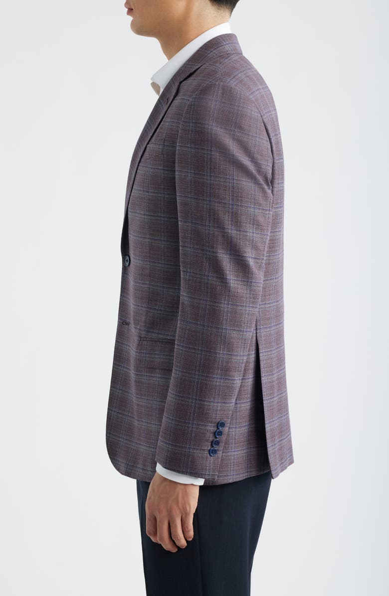 Emporio Armani Plaid Virgin Wool Sport Coat, Alternate, color, Plum