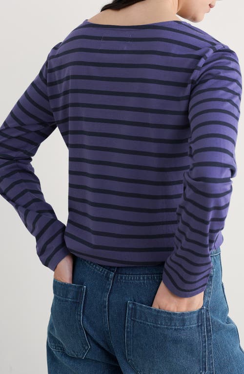 Seasalt Cornwall Sailor Stripe Organic Cotton Top In Purple