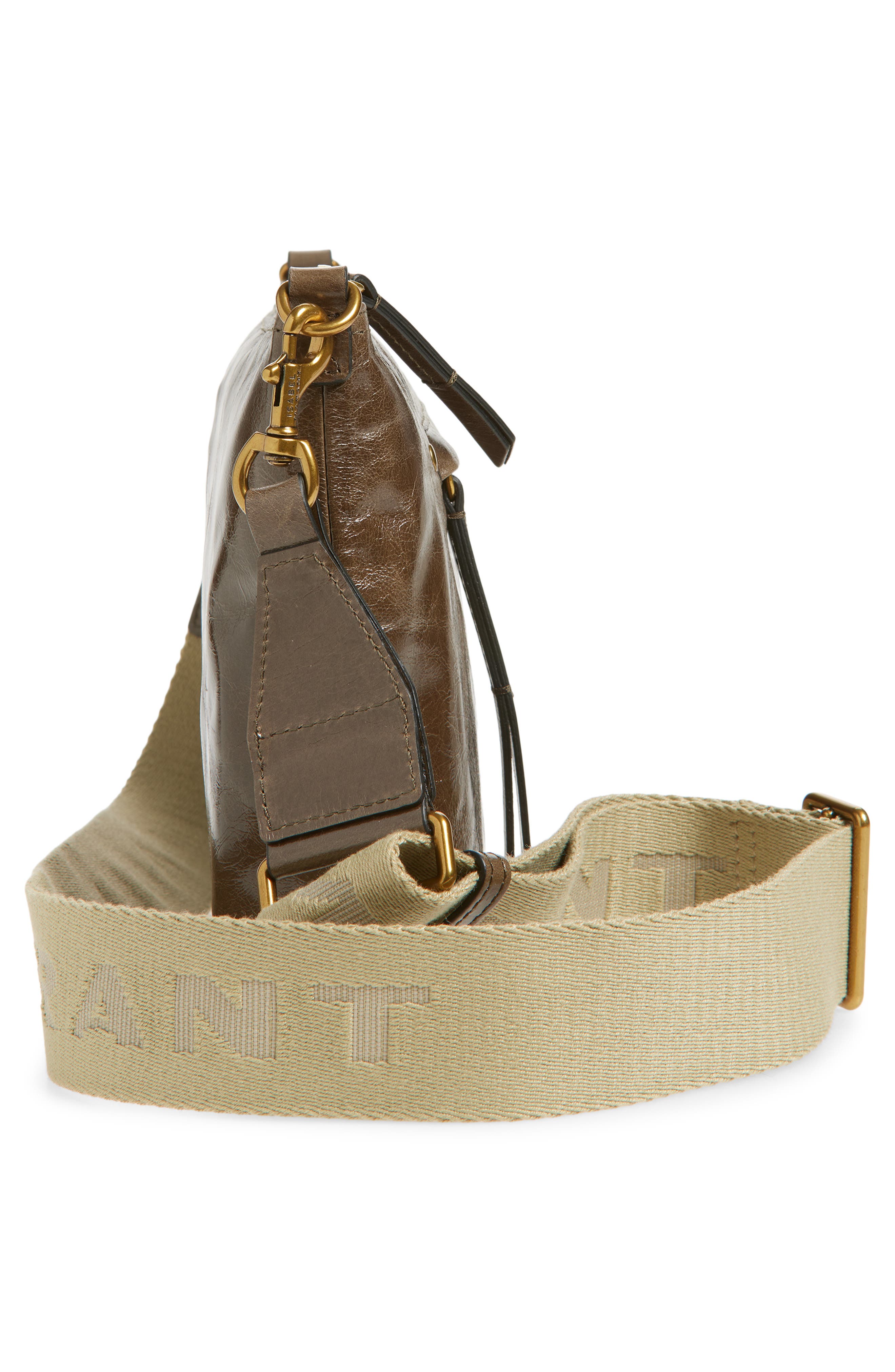 Isabel Marant Nessah Wardy Leather Crossbody Bag, Alternate, color, Moss Green