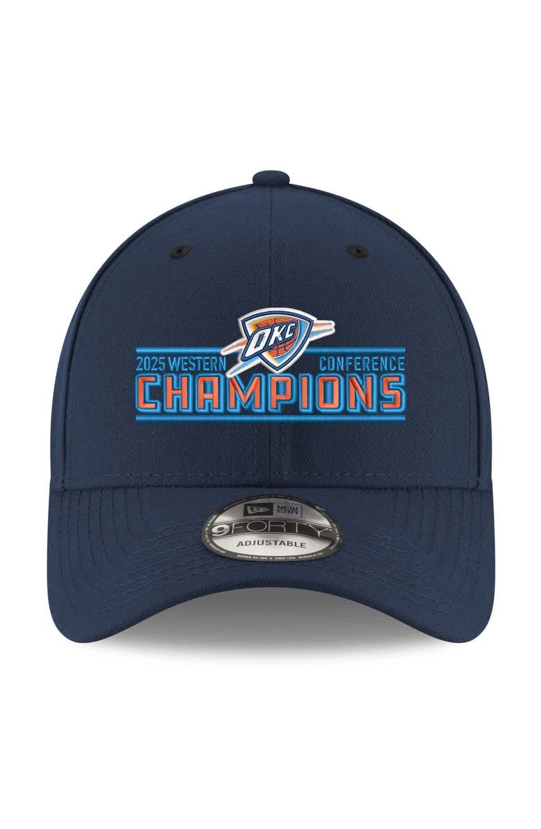 New Era Men's New Era Navy Oklahoma City Thunder 2025 Western Conference Champions 9FORTY Adjustable Hat, Alternate, color, 