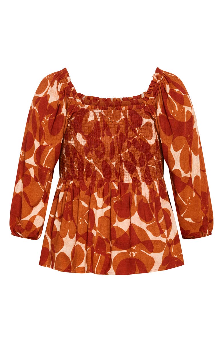 City Chic Poppy Balloon Sleeve Peplum Top, Alternate, color, 