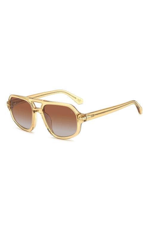 Stuart Weitzman 54mm Gradient Rectangular Aviator Sunglasses In Gold