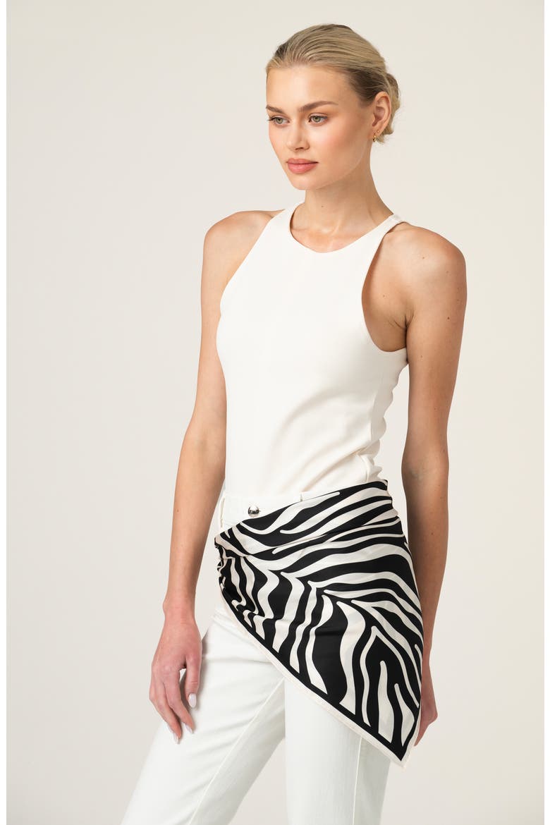Zebra Wave Double Sided Silk Scarf, Alternate, color, Black