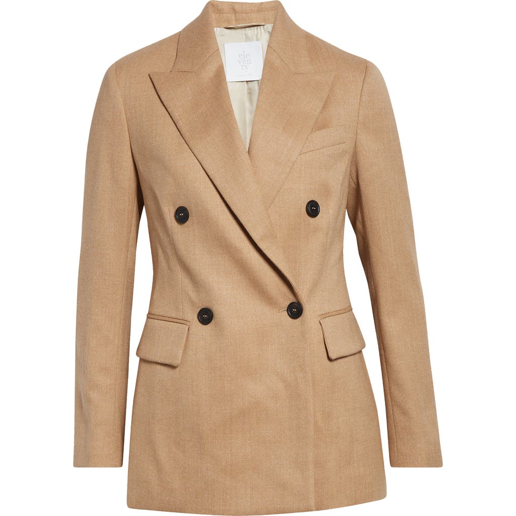 Eleventy Shimmer Virgin Wool Blend Blazer In Brown