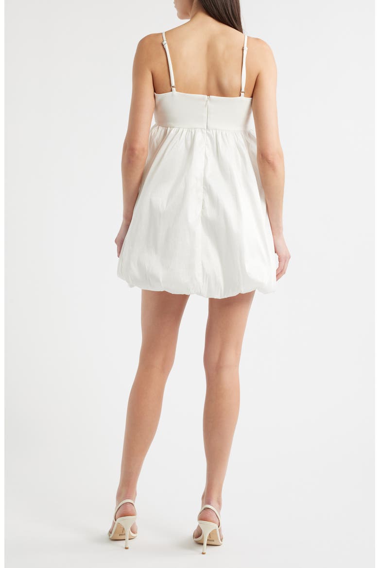 Serefina Mixed Media Bubble Minidress, Alternate, color, WHITE