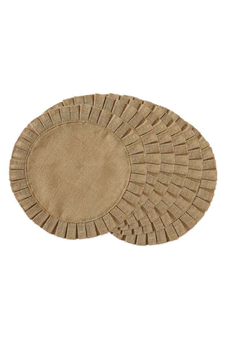 Natural Jute Round Ruffle Trim Placemat Set/6, Main, color, Natural