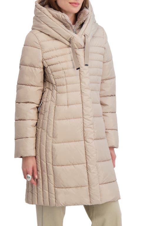 Tahari Casey Hooded Bib Puffer Coat In Neutral