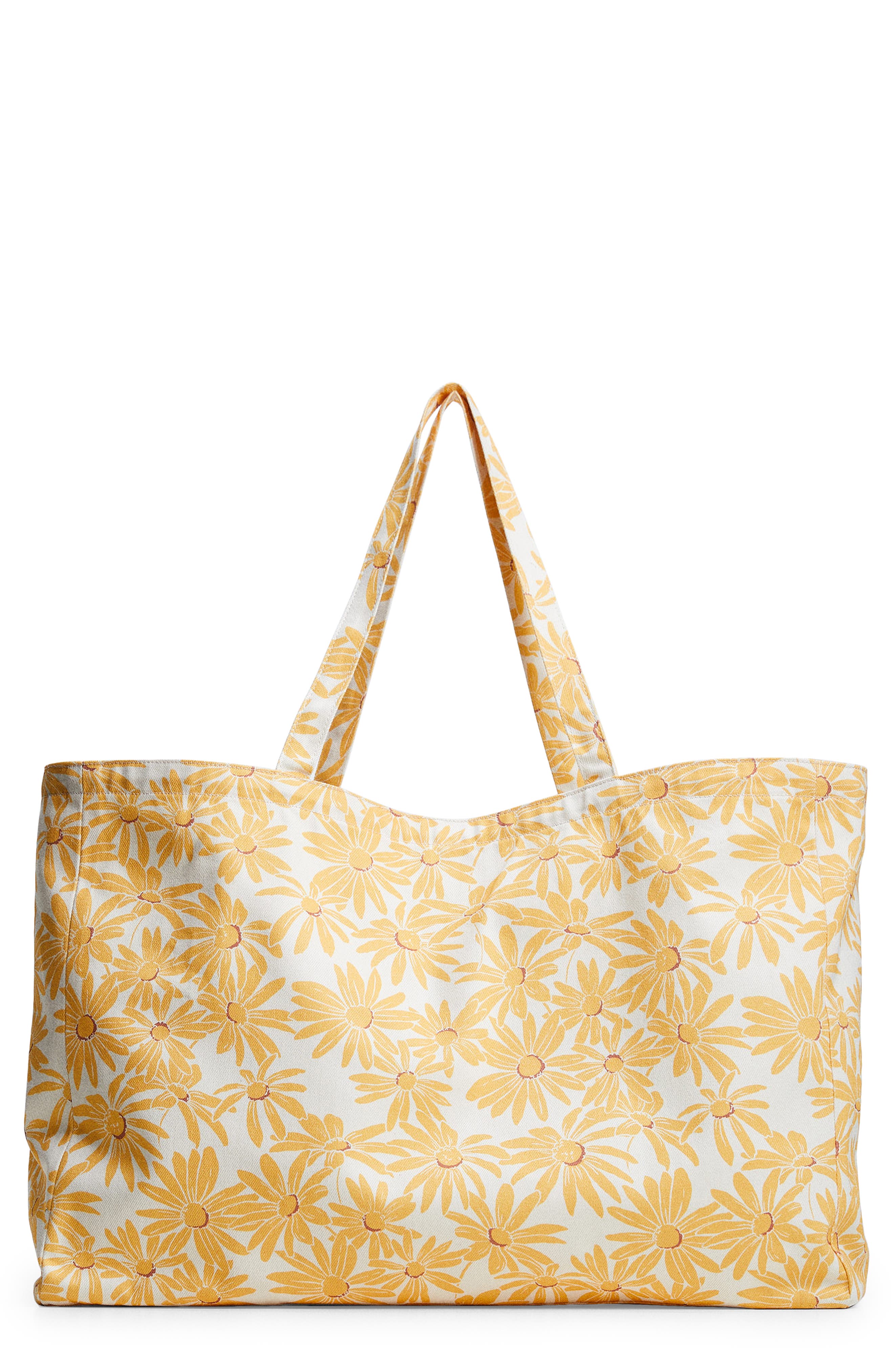 MANGO Floral Print Organic Cotton Shopper Bag, Main, color, 