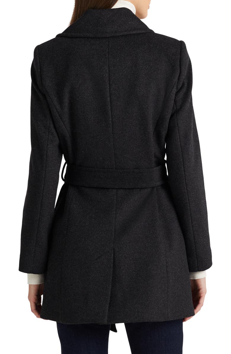 Lauren Ralph Lauren Belted Wool Blend Coat, Alternate, color, Charcoal
