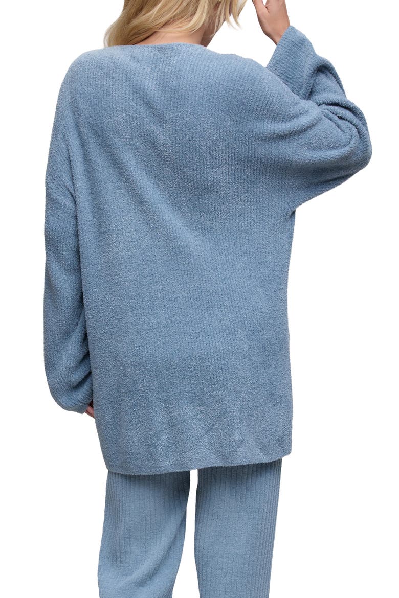 Ribbed Button Front Cardigan, Alternate, color, BLUE AURA