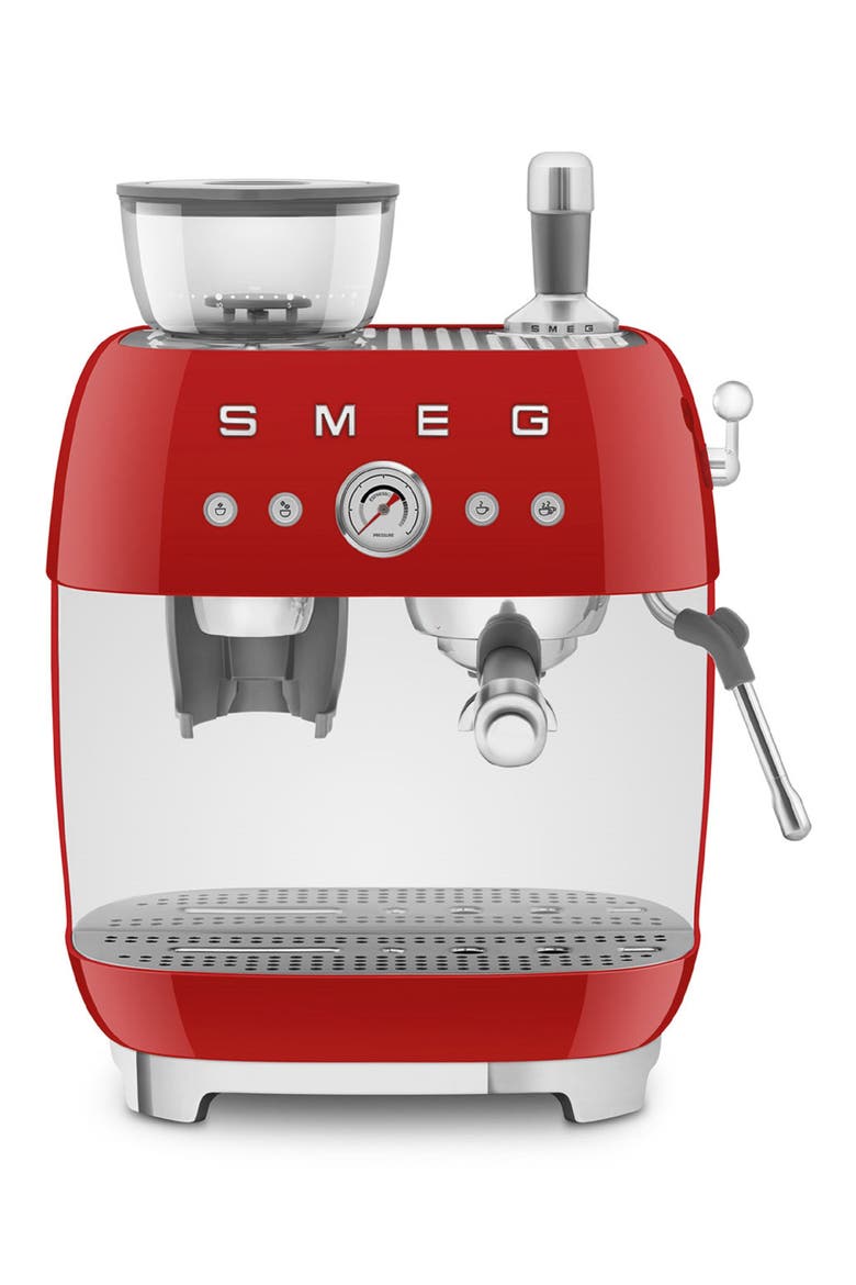Espresso Machine with Coffee Grinder, Main, color, RED