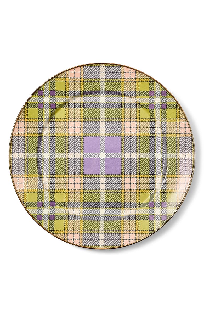 MACKENZIE CHILDS Tartan Violet Enameled Steel Charger Plate, Main, color, Tartan Violet