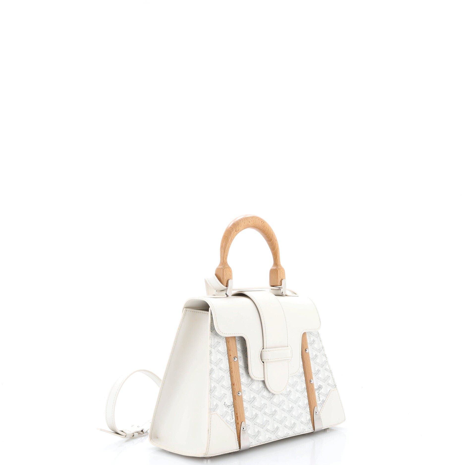 Saigon Top Handle Bag Coated Canvas with Leather PM, Alternate, color, White