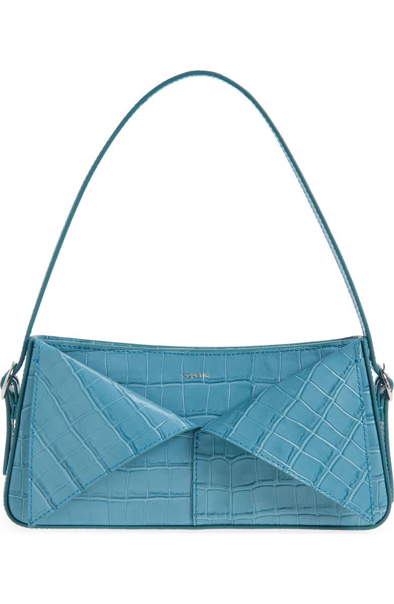 Coperni Croc Embossed Leather Baguette Bag, Main, color, Blue Blu