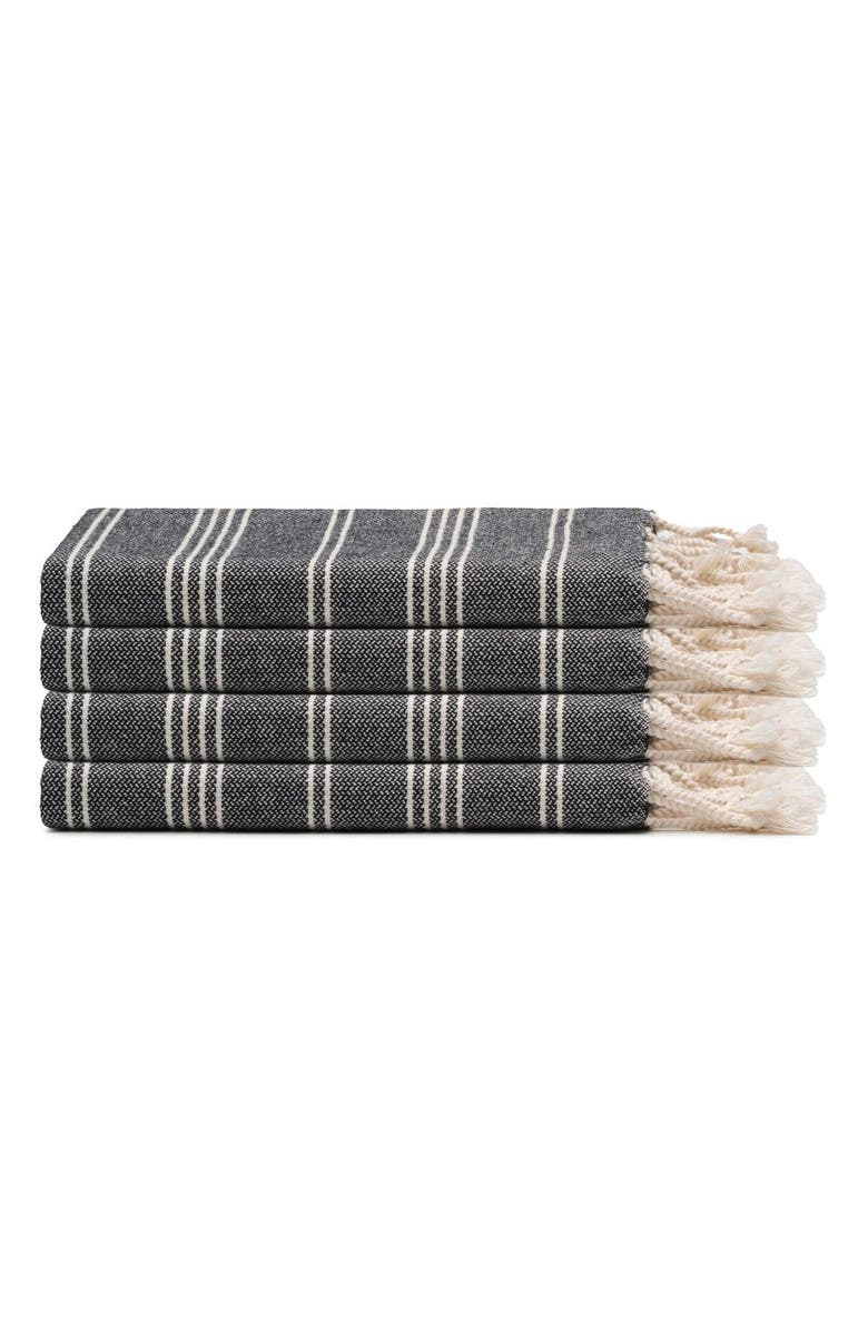 Oliviera Home Essential Stripe Turkish Cotton Hand Towel Bundle, Main, color, Black