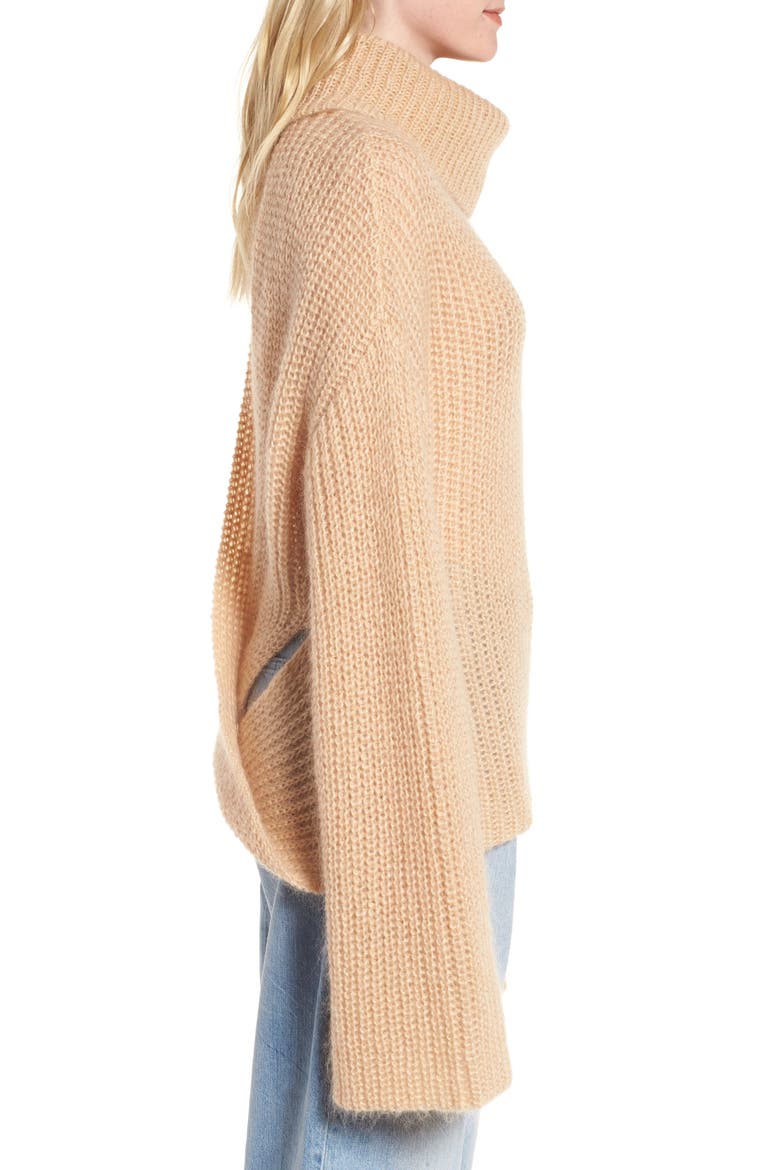 Cross Back Turtleneck Sweater, Alternate, color, TOASTED ALMOND
