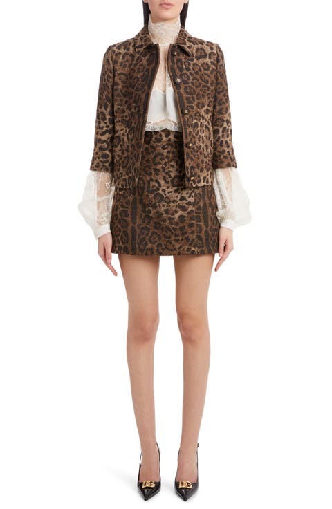 Leopard Print Jacquard Crop Jacket