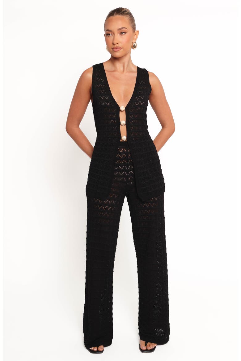 Fiore Pointelle Pants, Alternate, color, BLACK