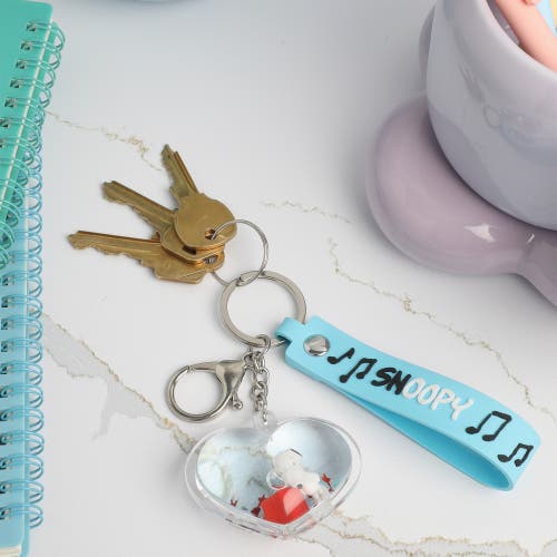 Peanuts Snoopy Heart Liquid Keychain In Metallic