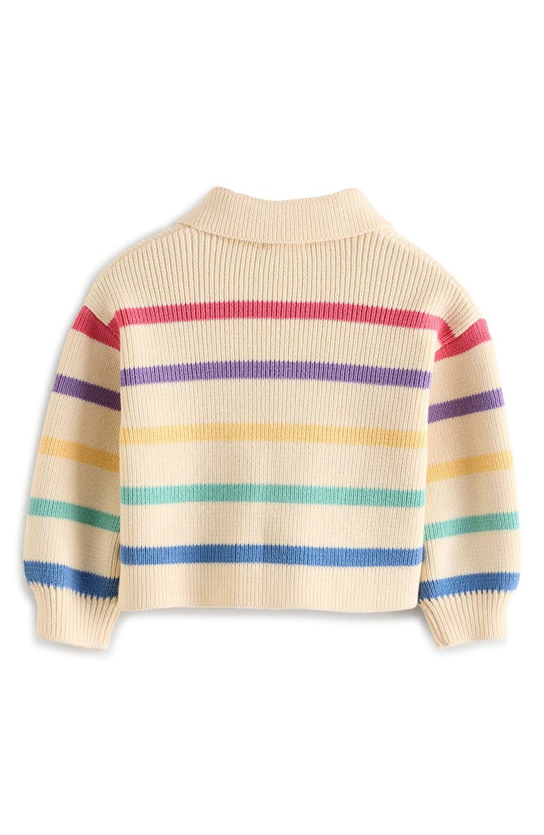 NEXT Kids' Rainbow Stripe Cotton Collared Cardigan, Alternate, color,
