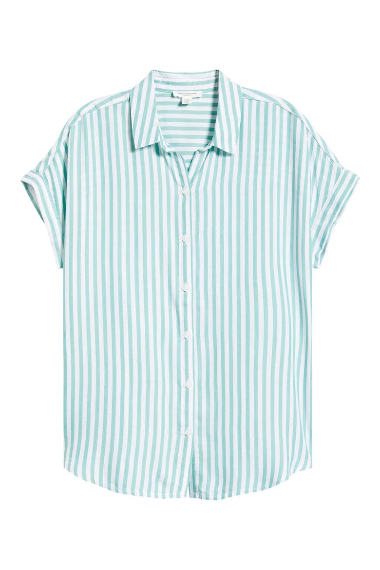 Kenzie Stripe Short Sleeve Button-Up Shirt, Alternate, color, LUCKY CLOVER