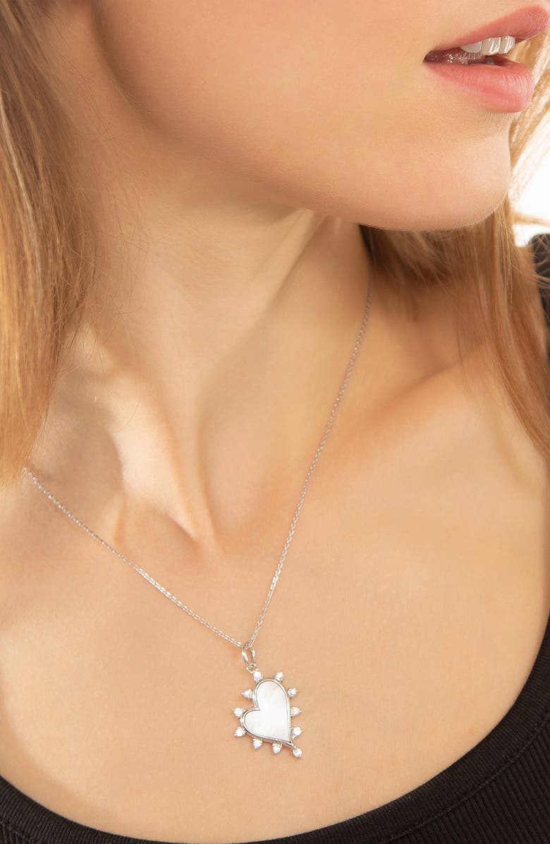 Monica Rich Kosann Sterling Silver Mother-of-Pearl Heart Pendant Necklace, Alternate, color, Silver