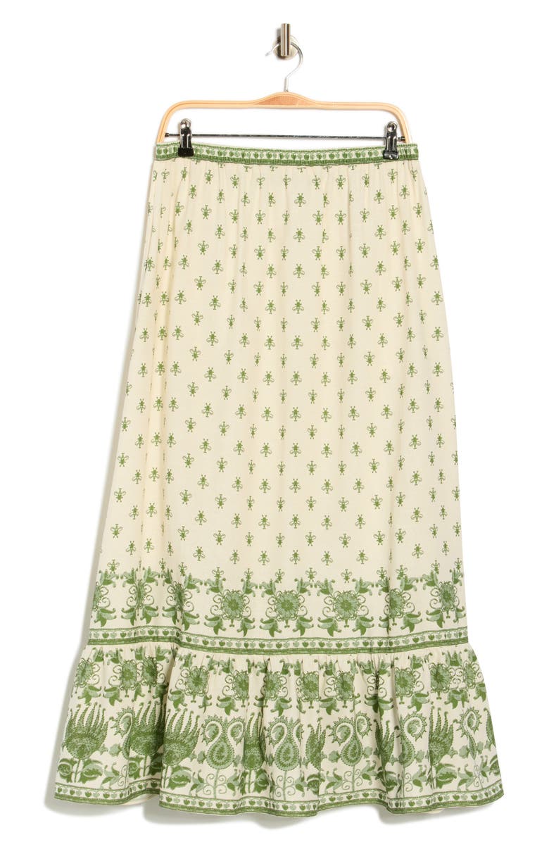 MAX STUDIO Border Print Pull-On Maxi Skirt, Alternate, color, Cream/ Green Rustic Loom
