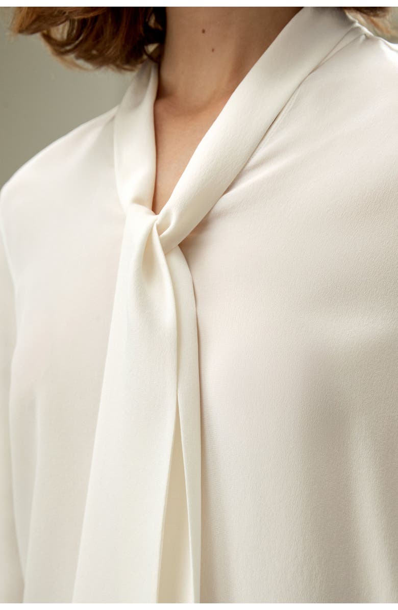 Lilysilk Silk Bowtie Blouse, Alternate, color, Natural White