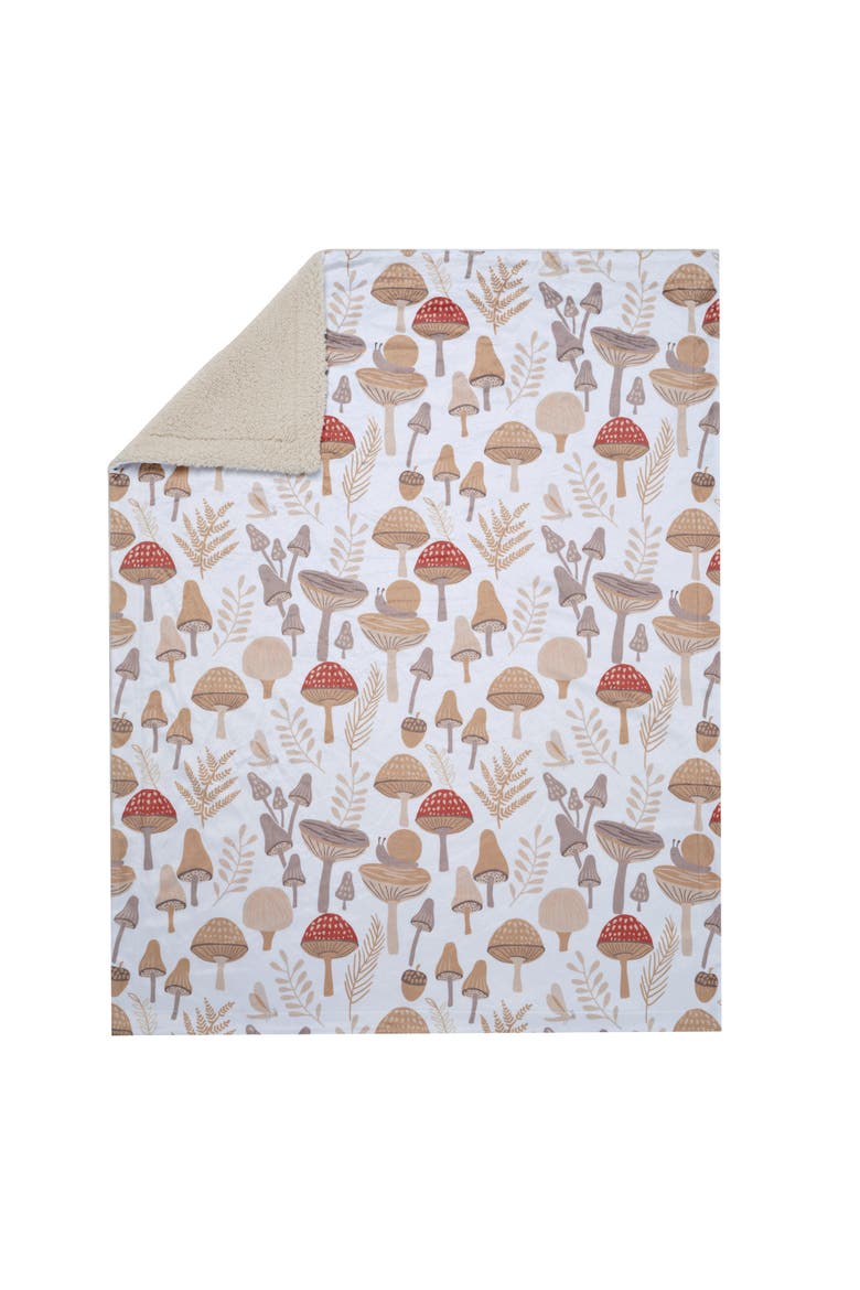 Mushroom Meadow Soft White/Taupe Luxury Baby Blanket, Alternate, color, Cream