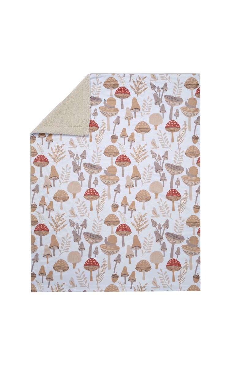 Lambs & Ivy Mushroom Meadow Soft White/Taupe Luxury Baby Blanket, Alternate, color, Cream