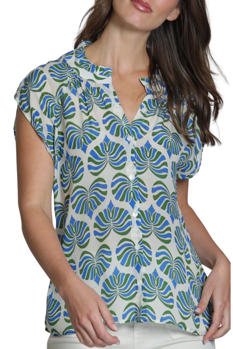 Cap Sleeve Shell Top, Main, color, WHITEBLUE MULTI