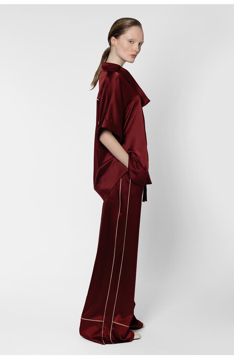 Roksanda Nael Satin Wide Leg Trousers, Alternate, color, Deep Burgundy