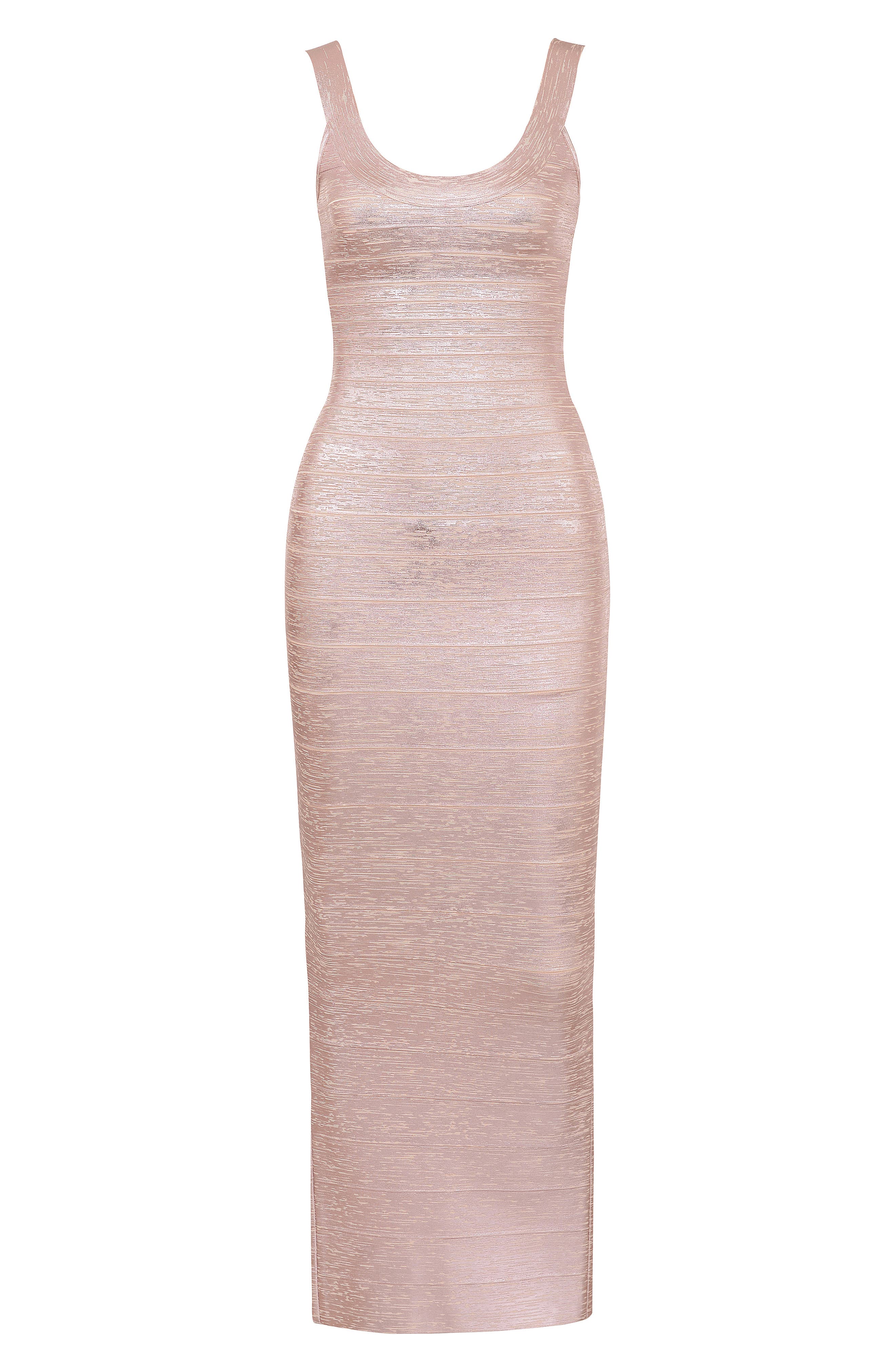 pink and gold bandage dress Color Block Bandage Dress Rose Gold