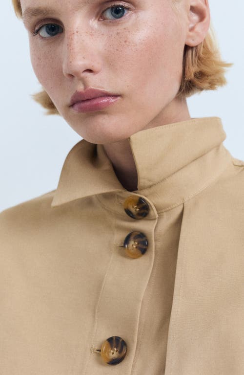 Mango Cape Cotton Blend Trench Jacket In Brown
