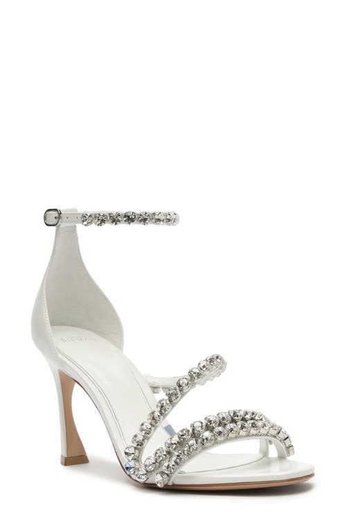 Alexandre Birman Something Blue Crystal Ankle Strap Bridal Sandal In White