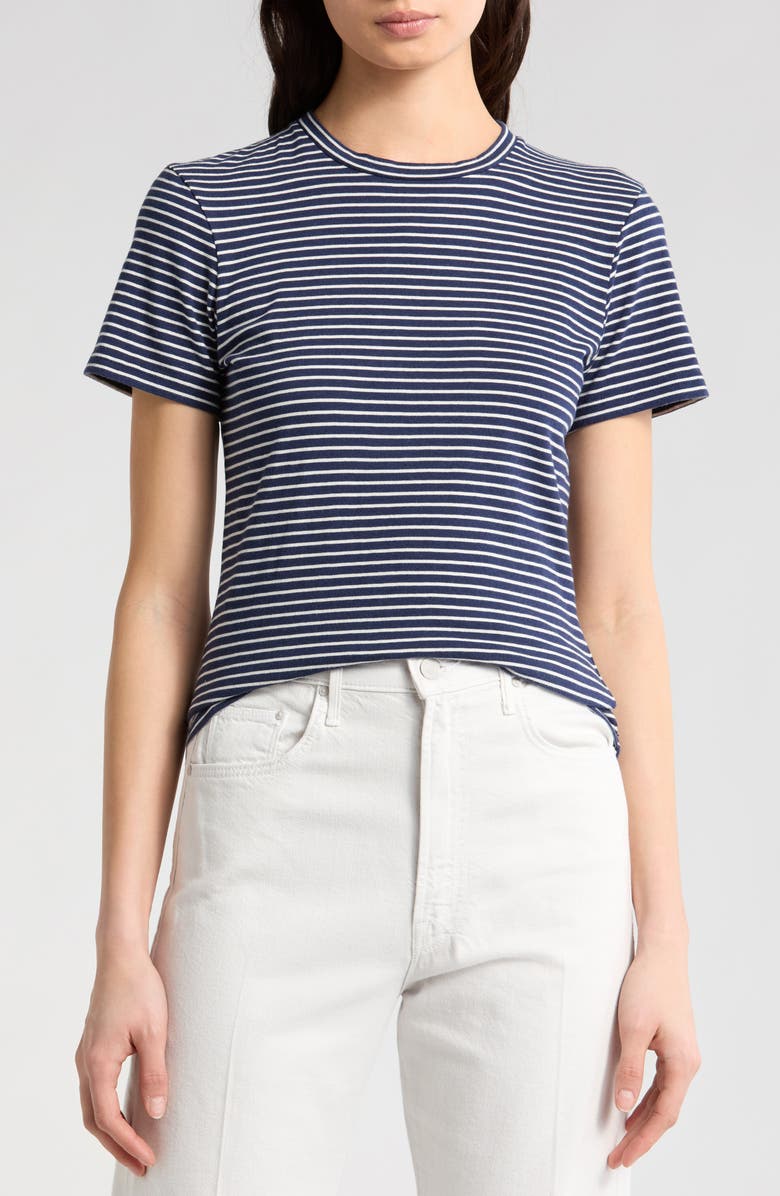Nili Lotan Lana Stripe Cotton T-Shirt, Main, color, Navy/ Natural Stripe
