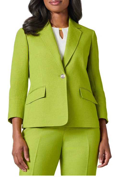 Linen Blend One-Button Blazer