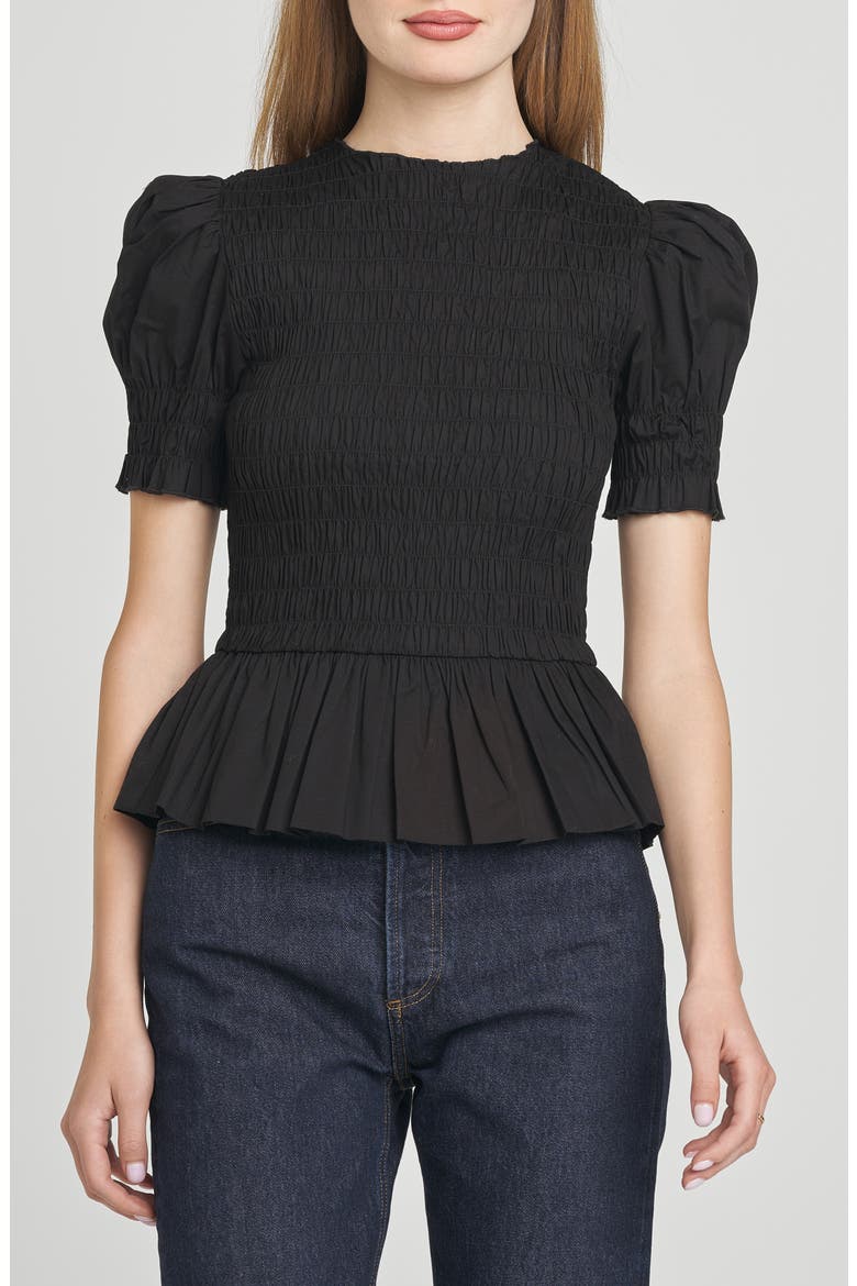 Matilda Smocked Peplum Top, Main, color, BLACK